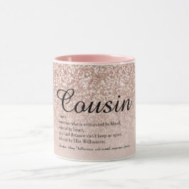 Cousin Definition Girly Rosa Guld Glitter Mugg