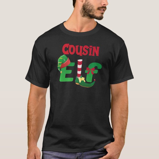 Cousin Elf Humor Family Christmas Pajamas T Shirt (Framsida)