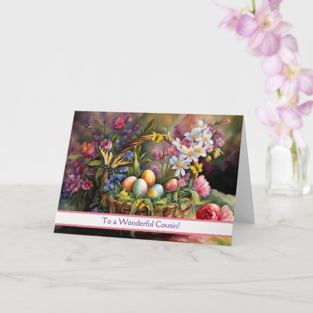 Cousin Happy Easter Pretty Easter Basket  Kort (Orkide)