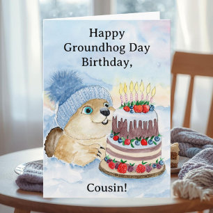 Cousin Happy Groundhog Day Födelsedag Kort