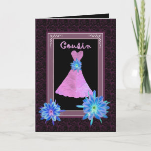COUSIN Junior Bridesmaid - Lila Gown and Flowers Inbjudan