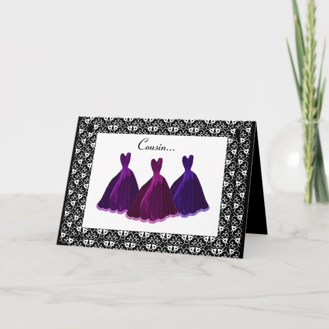 COUSIN - LILA GOwen för Bridesmaid-inbjudan Inbjudan (Framsida)