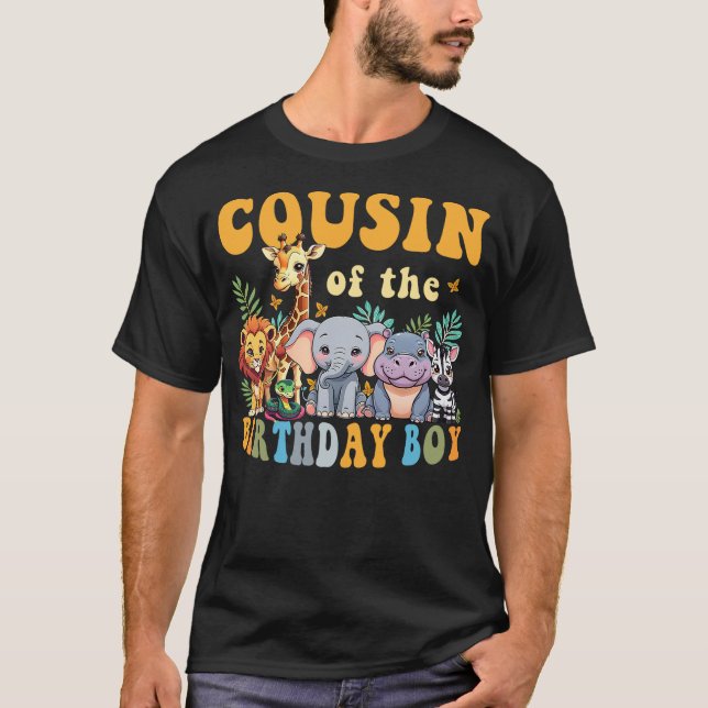 Cousin of the Birthday Boy Kid Safari Jungle Anima T Shirt (Framsida)