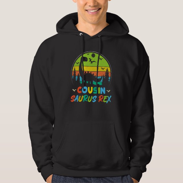 Cousin Saurus Rex Retro Dinosaur Kids  Family Vint Hoodie (Framsida)
