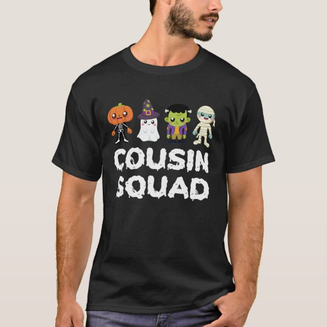 Cousin Squad Crew Boys Girls Kids Halloween Matchi T Shirt (Framsida)