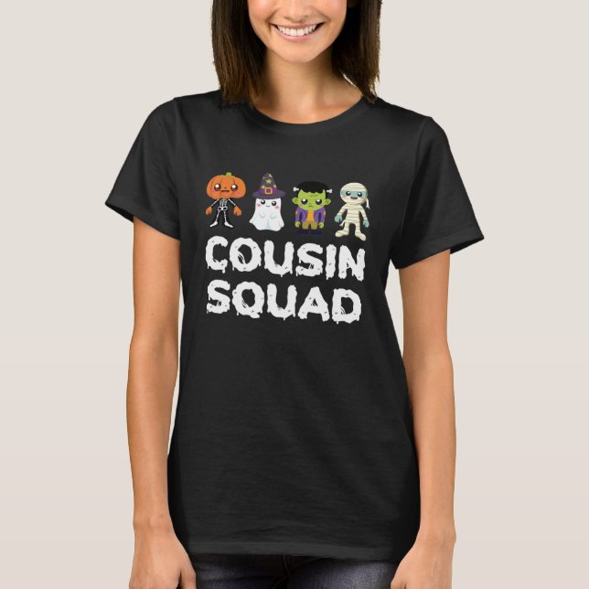 Cousin Squad Crew Boys Girls Kids Halloween Matchi T Shirt (Framsida)