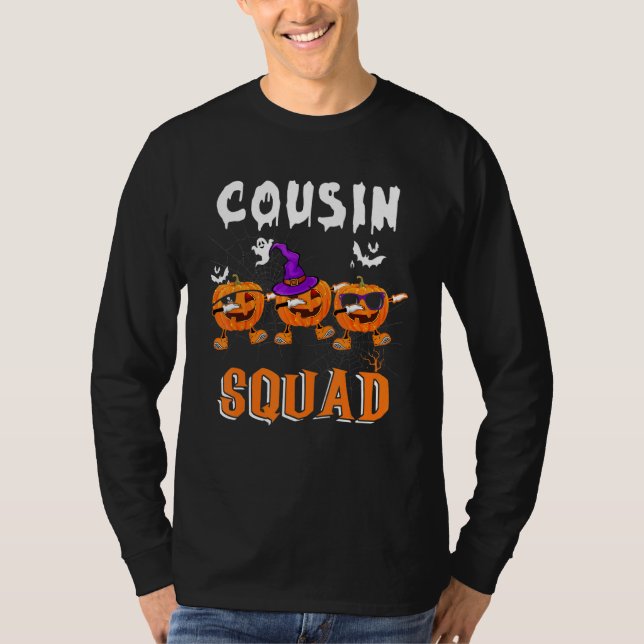 Cousin Squad Halloween Three Dabbing Scary Pumpkin T Shirt (Framsida)