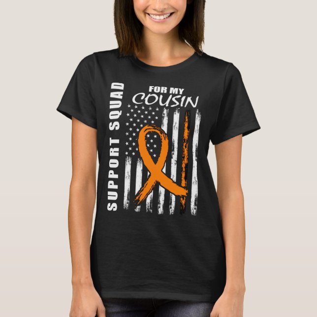 Cousin Support Squad Leukemia Awareness American F T Shirt (Framsida)