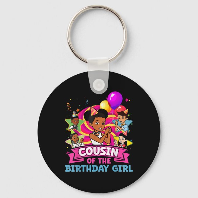 Cousin The Birthday Girl Party Pink Doll Family De Nyckelring (Framsida)