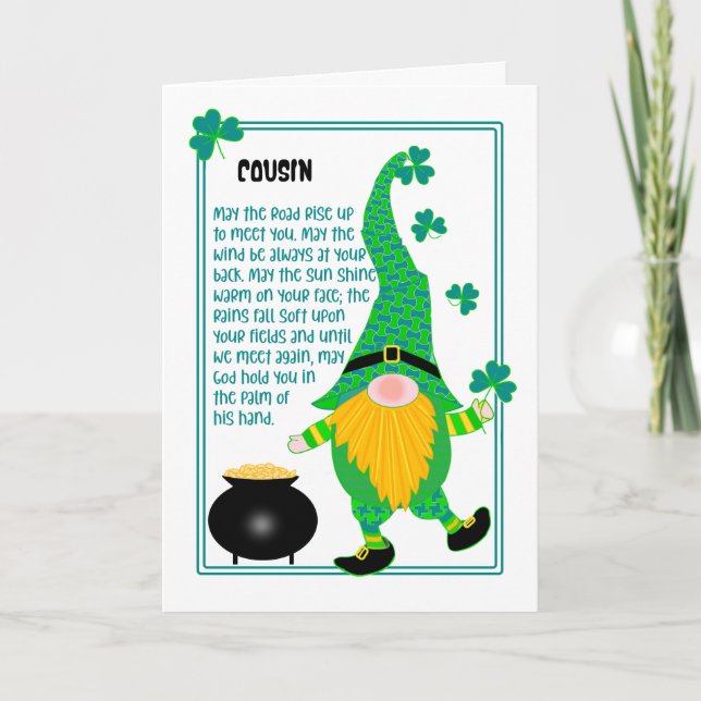 Cous's St Patrick's Leprechaun Celtic Prayer Card Kort (Framsida)