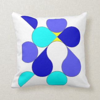 Coussin avec motif géométrique bleu et jaune kudde