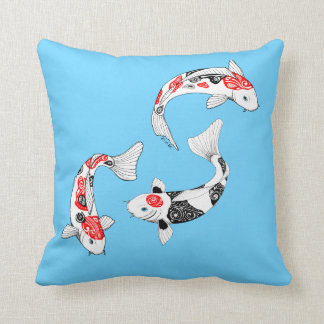 Coussin bleu 3 Kois Pillow blue 3 kois Kudde