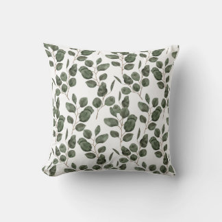 Coussin Botanique Eucalyptus Aquarelle – Élégance Kudde