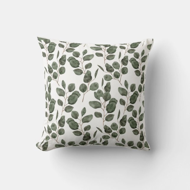 Coussin Botanique Eucalyptus Aquarelle – Élégance  Kudde (Framsida)