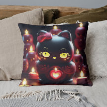 Coussin bougie romantique obscur Dark Kitty noir