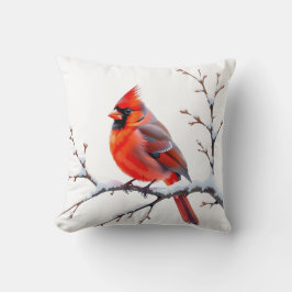 Coussin cardinal rouge – Élégance hivernale pour v Kudde