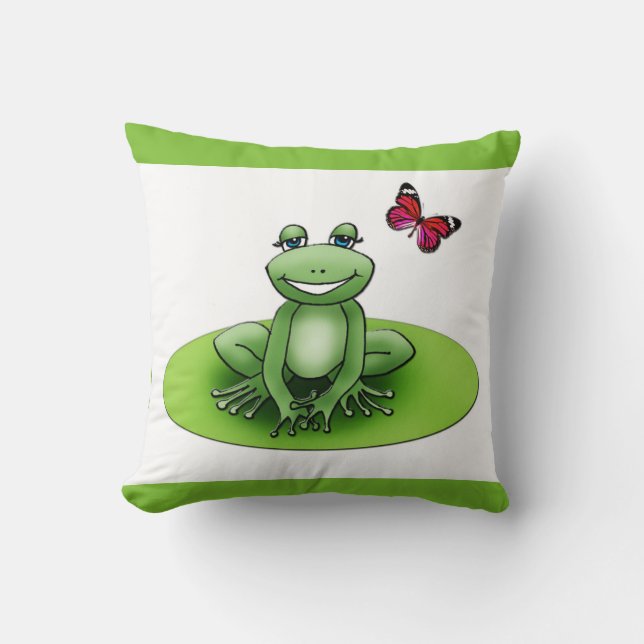 Coussin carré "Froggy la grenouille", vert pomme Kudde (Framsida)
