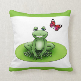 Coussin carré "Froggy la grenouille", vert pomme Kudde