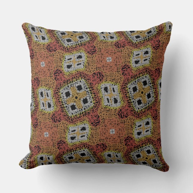 Coussin carré Jimette Design brun blanc tricot Kudde (Framsida)