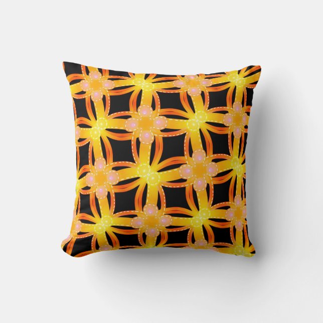 Coussin carré Jimette Design jaune orange et noir Kudde (Framsida)