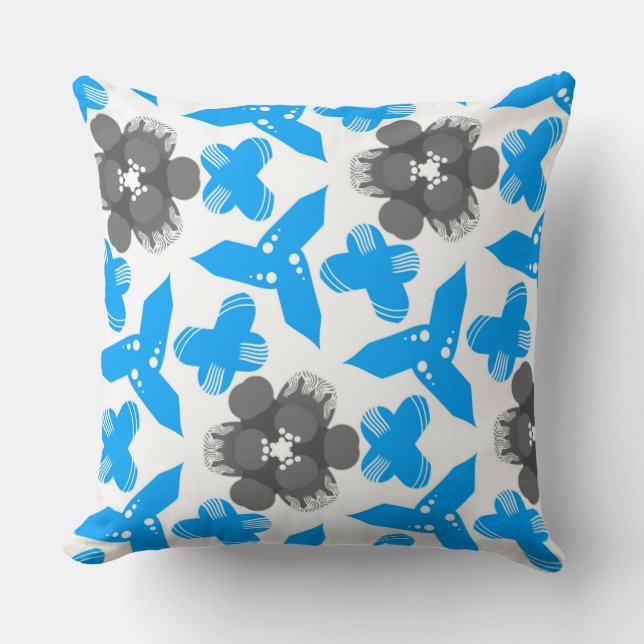 Coussin carré Jimette Design turquoise gris blanc Kudde (Framsida)