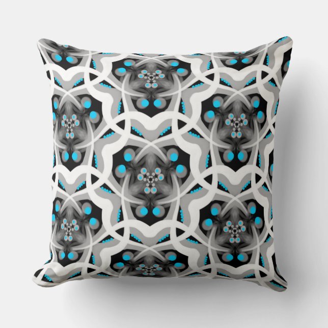 Coussin carré Jimette Design turquoise gris blanc Kudde (Framsida)