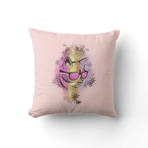 Coussin chat couleurs lunettes de soleil
