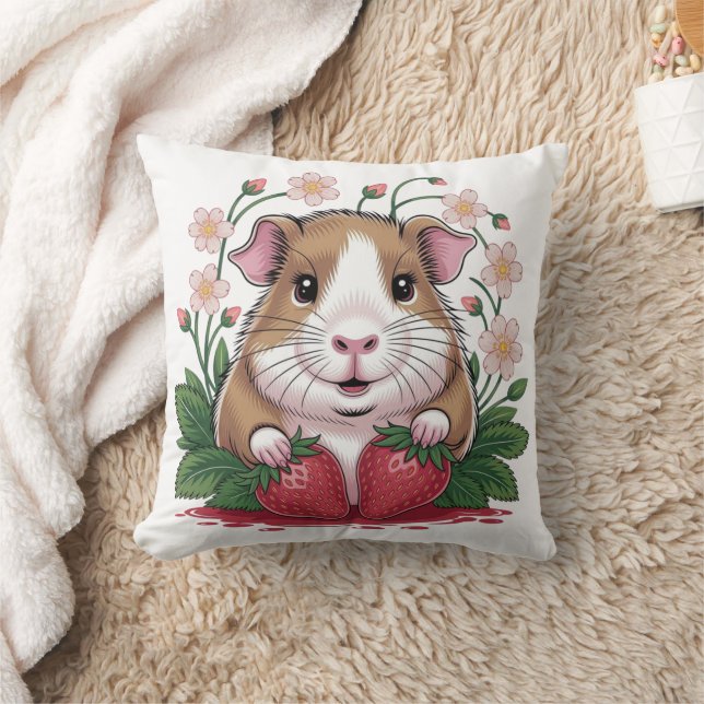Coussin Cochon d'Inde Espiègle au Jardin de Fraise Kudde (Filt)