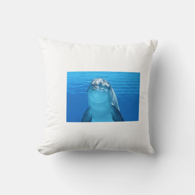 coussin dauphin, eau bleu, coussin blanc kudde (Framsida)