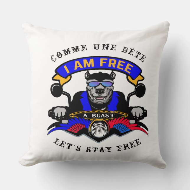 Coussin de salon i am free moto pitbull kudde (Framsida)