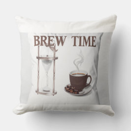 Coussin décoratif "Brew Time" – Sablier et tasse à Kudde