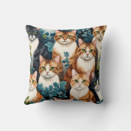 Coussin décoratif chat motif floral Kudde