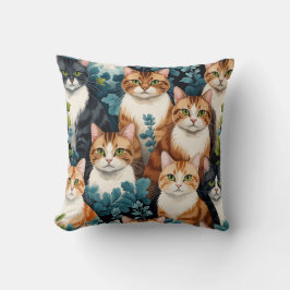  Coussin décoratif chat motif floral Kudde
