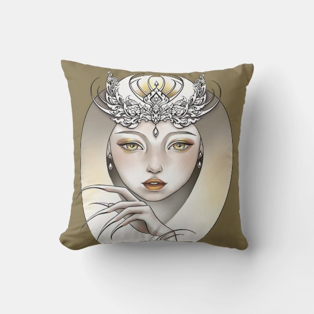 Coussin décoratif Déesse des la lune beige Kudde (Framsida)