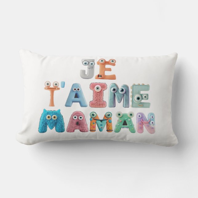 Coussin décoratif  - "Je t'aime maman" Lumbarkudde (Framsida)