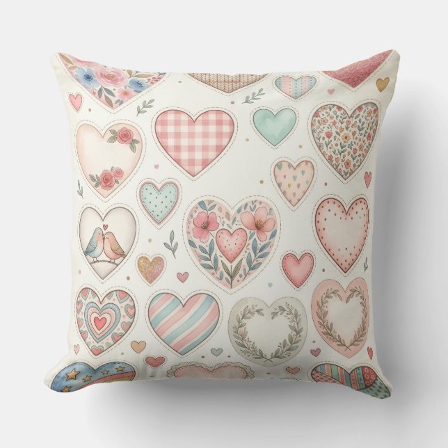 Coussin décoratif motif petits cœurs pastel kudde (Framsida)