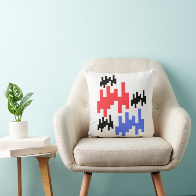  coussin décoratif pixels rouge et bleu. kudde (Stol)