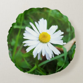 Coussin décoratif rond, Motif marguerite  Rund Kudde