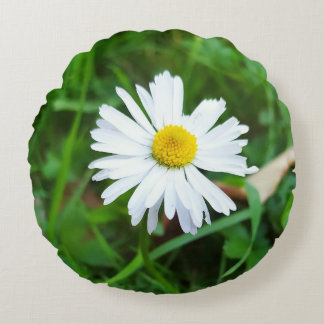 Coussin décoratif rond, Motif marguerite  Rund Kudde