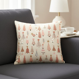 Coussin décoratif Sapins de Noël Rose Scandinave Prydnadskudde