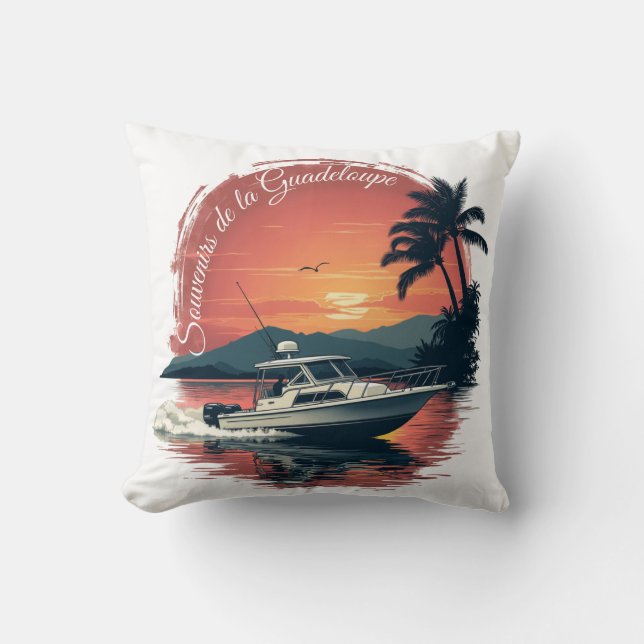 Coussin Guadeloupe Bateau Sunset | Pillow Kudde (Framsida)