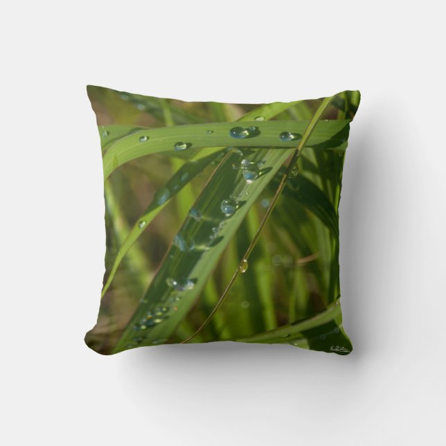 Coussin, herbe avec la rosée kudde (Framsida)