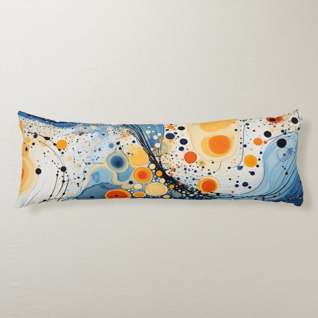 Coussin long Abstrait Vagues Bleu et Orange Kroppskudde (Framsidan)