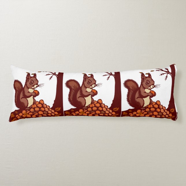 🐿️ Coussin Long Écureuil d'Automne Kroppskudde (Framsidan)