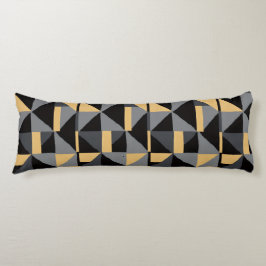 Coussin Long Géométrie | Noir, Or Style Artisanal Kroppskudde