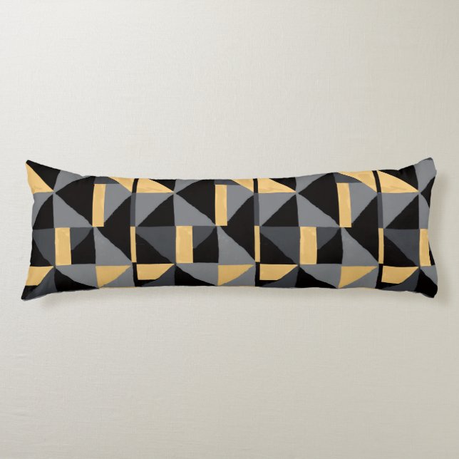 Coussin Long Géométrie | Noir, Or Style Artisanal Kroppskudde (Framsidan)