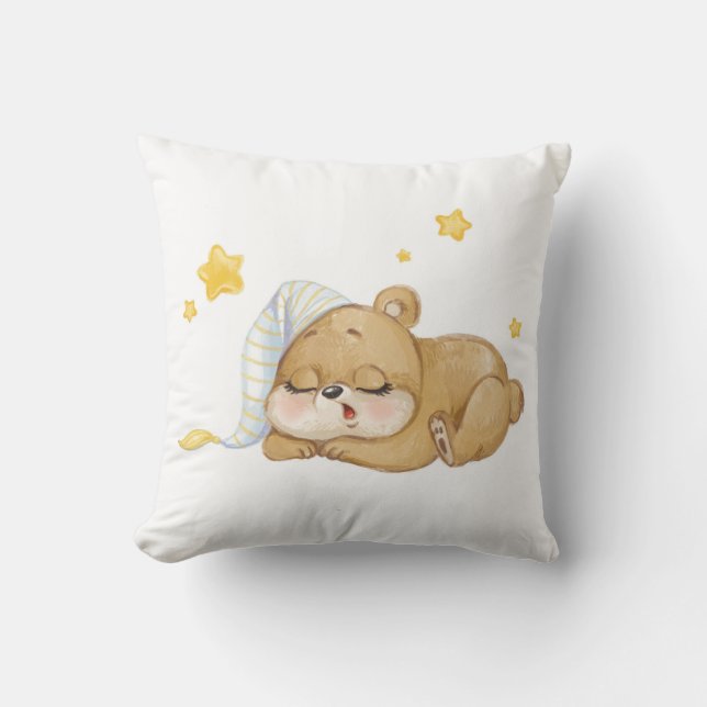 Coussin Ourson Endormi – Douceur & Rêves Étoilés Kudde (Framsida)