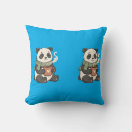 Coussin Panda Mignon - Illustration Câlin Doux Kudde