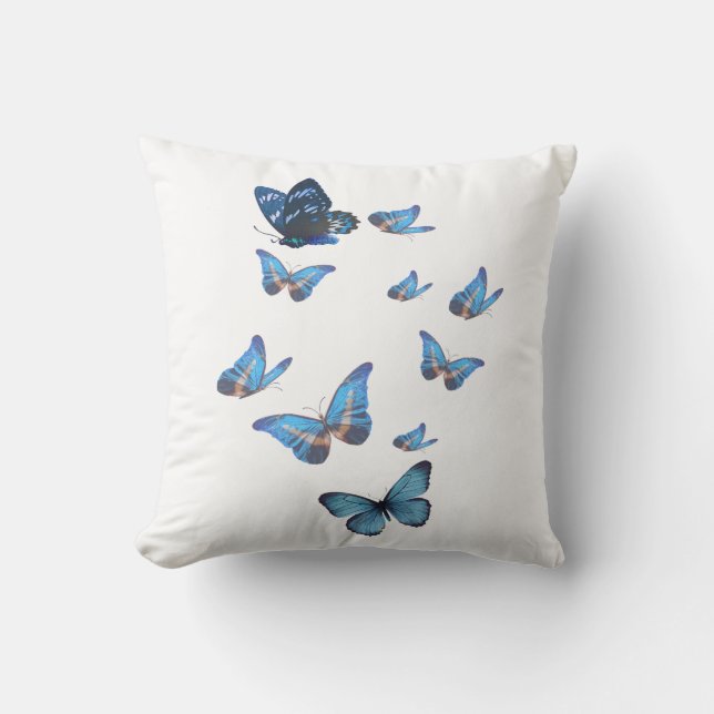 Coussin Papillons Bleus Élégants | Design Bohème e Kudde (Framsida)