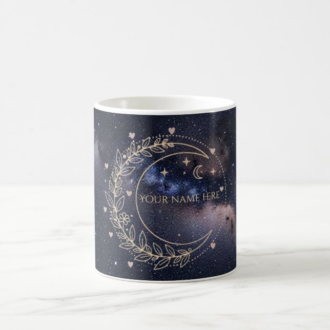 Coussin Personnalisé Lune Mystique et Ciel Étoilé  Kaffemugg (Center)